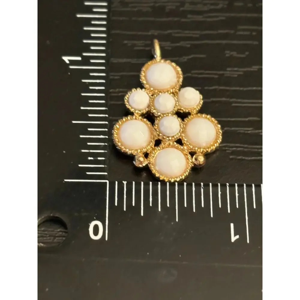 Vintage Gold Tone White Acrylic Cluster Pendant